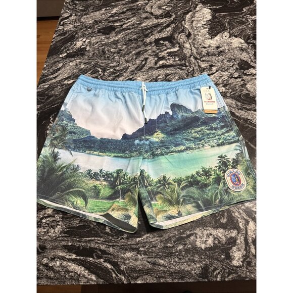 Roark Hinano Shorey  16” Sun God Elastic Waist Trunks Mens M NWT RB466 $66 - Picture 1 of 9